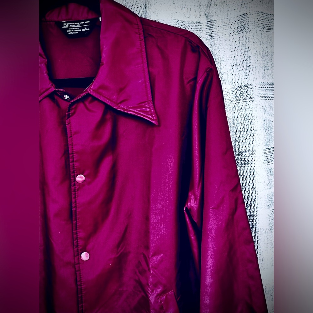 Vintage 70’s JCPenney Windbreaker Coaches Jacket — His Tall Maroon 100%  nylon - Picture 2 of 6